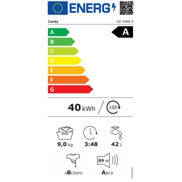 Candy ProWash 300 Πλυντήριο Ρούχων 9kg 1351 Στροφών GD 49B8-S Candy ProWash 300 Πλυντήριο Ρούχων 9kg 1351 Στροφών GD 49B8-S